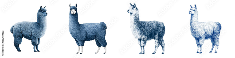 Fototapeta premium Llama Illustration Set: Cute Animal Collection