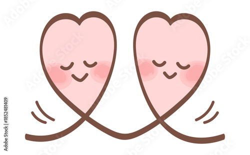 かわいい手描きハートのペアイラスト Love heart vector illustration シンプルで優しいデザイン