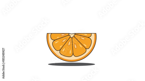 Vibrant Half Orange Slice with Juicy Segments and Zesty Peel.