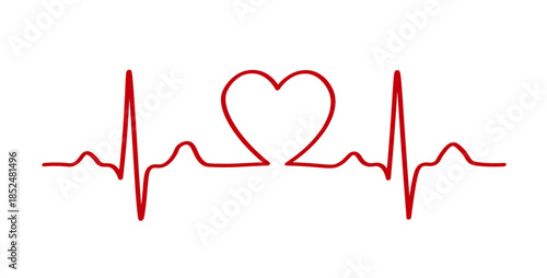 Heart EKG Line Heartbeat Health Love Continuous Vector