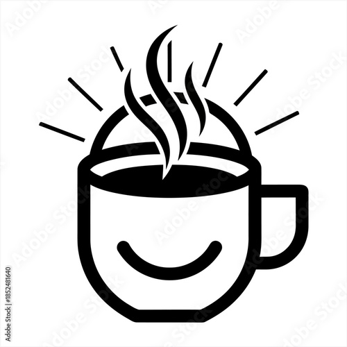 Happy Steaming Coffee Mug Logo