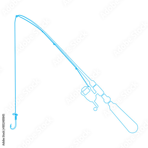 fishing rod clip art, a simple silhouette of a fishing rod with reel and hook, representing the sport of fishing