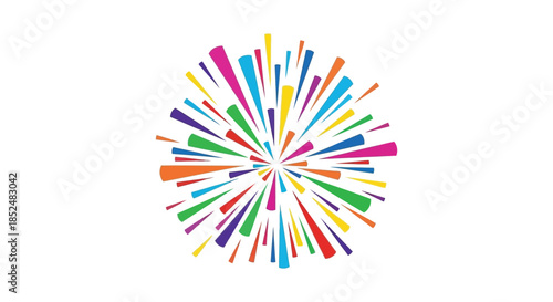 A vibrant explosion of colorful rays emanating from a central point a striking silhouette