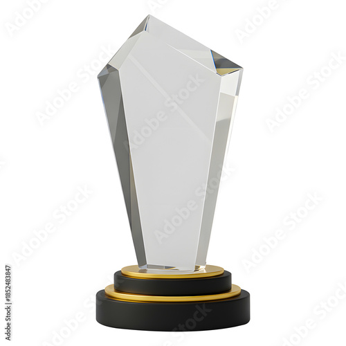 Crystal Trophy Award with Gold and Black Base