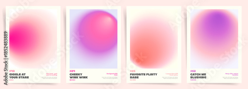 Romantic colorful gradient posters collection for Valentines Day. Vibrant blurred shapes and smooth transitions for love banners, flyers, covers, modern wall art and creative holiday layouts.