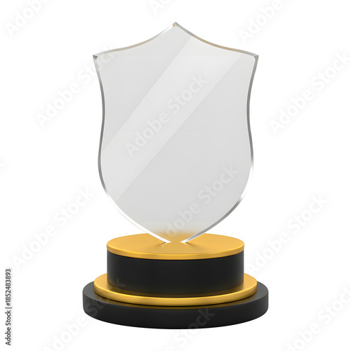 Clear Shield Trophy with Gold and Black Base