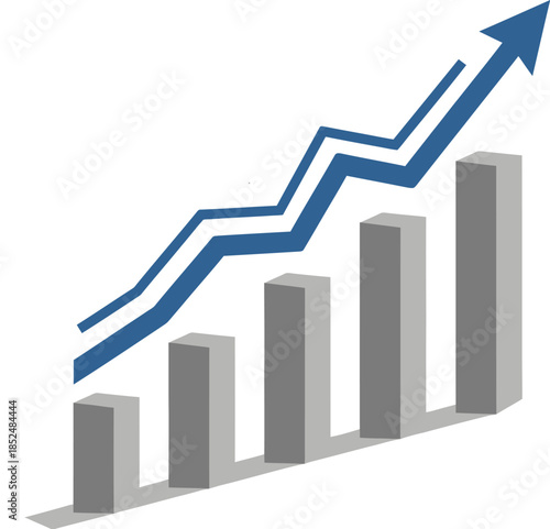 Ascending Growth: An illustrative representation of business and financial progress, emphasizing upward trajectory and success with a bold graphic presentation.
