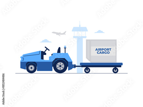 Airport cargo luggage towing truck ground support vehicle handling cargo baggage tugs transport