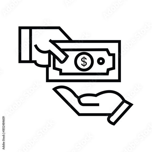 Cash Payment and Banknote Handover line Icon