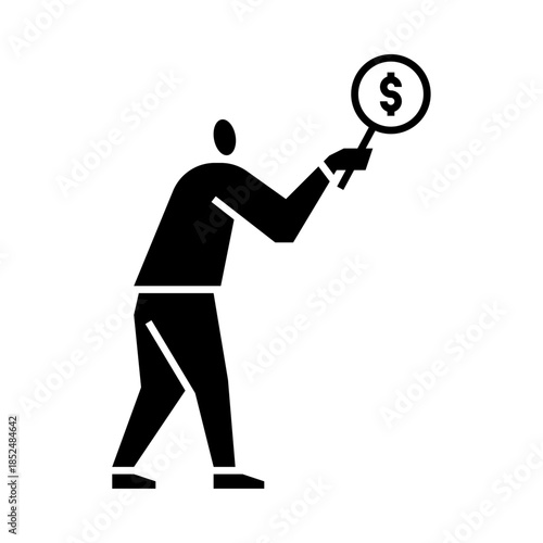 A man finding opportunity glyph icon. find opportunity illustration.