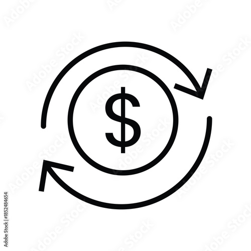 Recurring Payment and Financial Transaction Cycle Line Icon