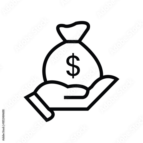 Hand Holding Small Money Bag Savings Icon