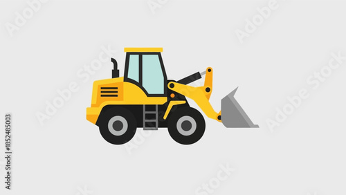 Yellow front loader construction vehicle, a heavy machinery illustration for building and earthmoving projects.