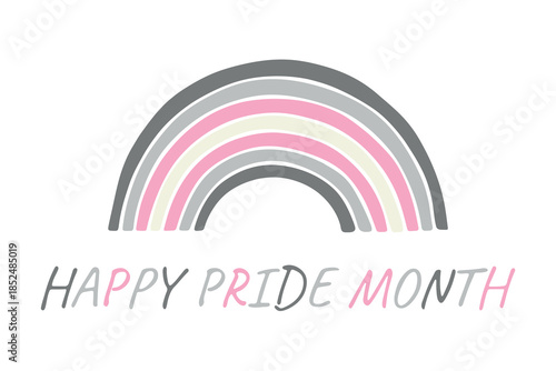 Colorful rainbow shape Demigirl pride flag Happy pride day LGBTQIA community Pride Month Vector hand drawn doodle for posters, stickers, logo, cards