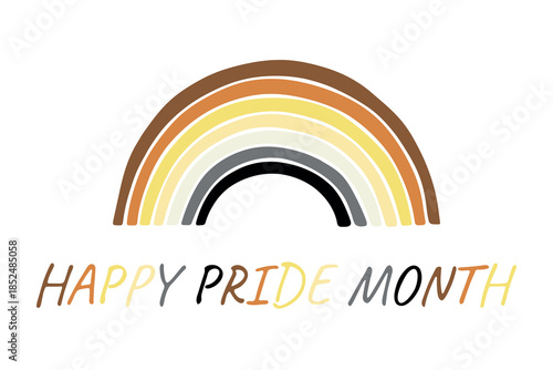 Colorful rainbow shape Bear brotherhood pride flag Happy pride day LGBTQIA community Pride Month Vector hand drawn doodle for posters, stickers, logo, cards