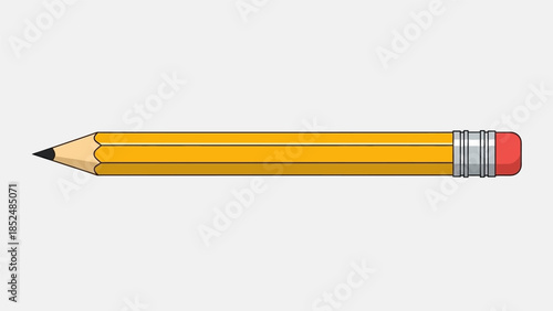 Classic yellow wooden pencil with a pink eraser, sharpened and ready for writing or drawing.