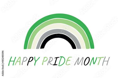 Colorful rainbow shape Aromantic pride flag Happy pride day LGBTQIA community Pride Month Vector hand drawn doodle for posters, stickers, logo, cards