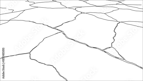 Cracked ice texture pattern abstract surface lines background black white simple drawing outline