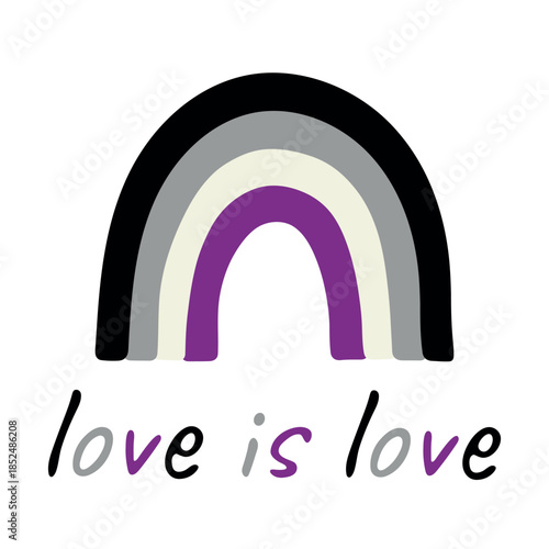 Colorful rainbow shape Asexual pride flag Happy pride day LGBTQIA community Pride Month Vector hand drawn doodle for posters, stickers, logo, cards