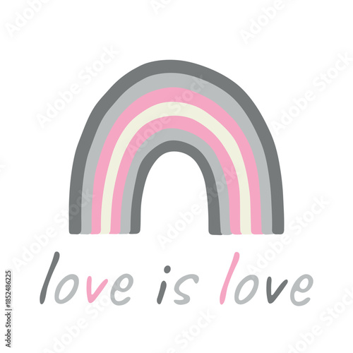 Colorful rainbow shape Demigirl pride flag Happy pride day LGBTQIA community Pride Month Vector hand drawn doodle for posters, stickers, logo, cards