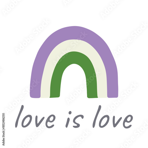 Colorful rainbow shape Genderqueer pride flag Happy pride day LGBTQIA community Pride Month Vector hand drawn doodle for posters, stickers, logo, cards