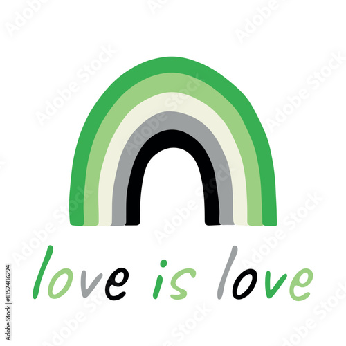 Colorful rainbow shape Aromantic pride flag Happy pride day LGBTQIA community Pride Month Vector hand drawn doodle for posters, stickers, logo, cards