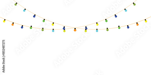 Colorful string lights decoration festive illumination for parties and holidays EPS vector