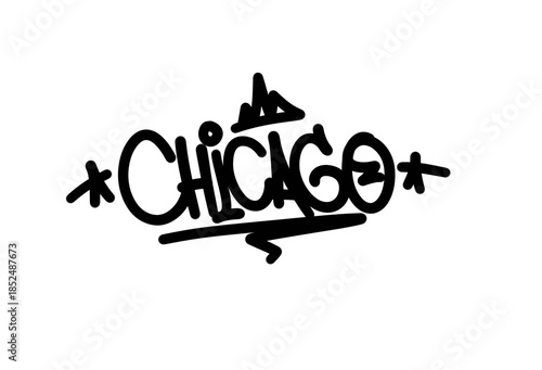textured sprayed graffiti tagging letter CHICAGO city name isolated design 