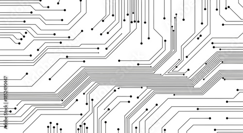 Abstract circuit board lines and nodes pattern