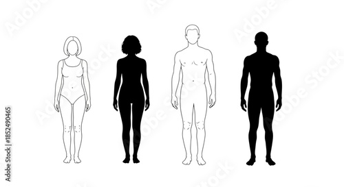 Four human silhouettes in different poses