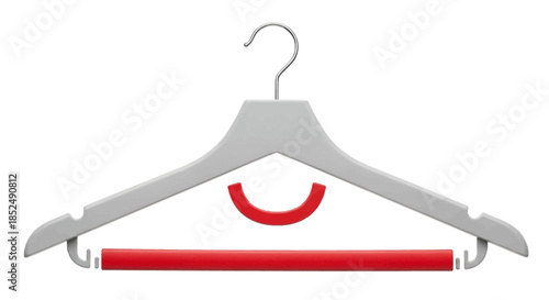 Gray clothes hanger with red bar