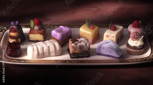 Wallpaper Mural Arrangement of various international desserts on a ceramic tray Torontodigital.ca