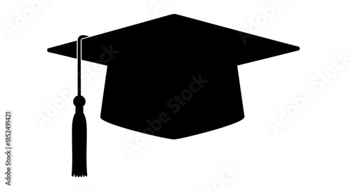 Black silhouette of a graduation cap with tassel