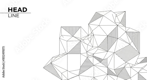 Geometric polygonal line art illustration of a human head