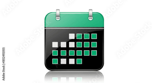 Green and black digital calendar icon