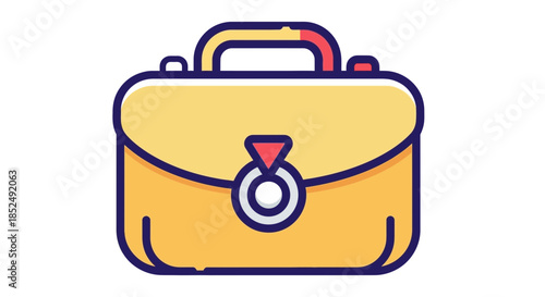 Yellow briefcase icon with colorful handle and lock