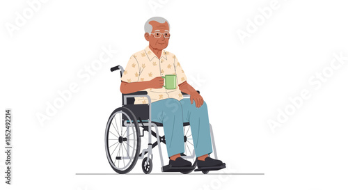 Elderly man in wheelchair