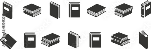 Collection of various black and white book illustrations in different orientations