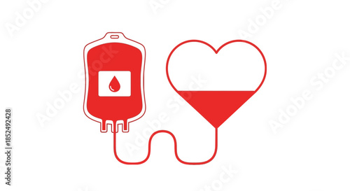 Red blood bag and heart symbol
