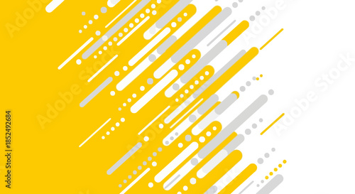 A vibrant yellow and white abstract design with geometric shapes