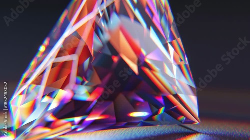 Vibrant diamond facets reflecting rainbow light create stunning visual displays, showcasing intricate patterns and brilliance, while interplay of light enhances crystals beauty and elegance