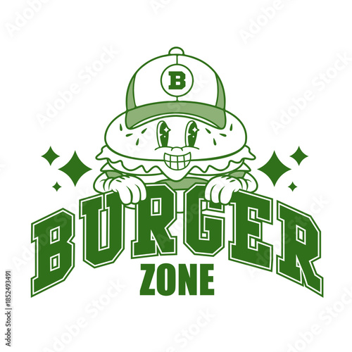 cartoon character of burger Graphic Design for T shirt Street Wear and Urban Style