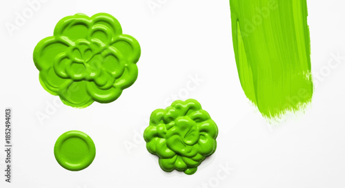 Green paint swatches and smears