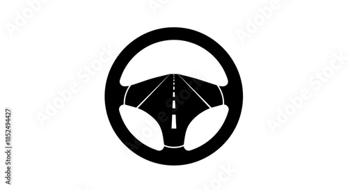 Steering wheel icon in black color