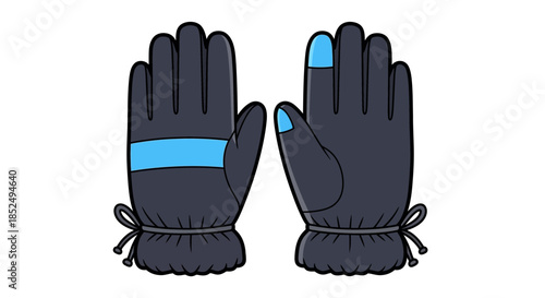 Black gloves with blue accents