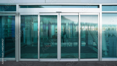 Automatic Sliding Door Entrance of Modern Office Building