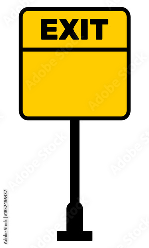 Roadsign caution for exit road with yellow background clip art for lesson study. Roadsign set vector illustration printable