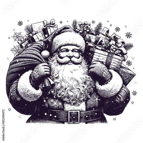 Santa carrying a sack of Christmas presents