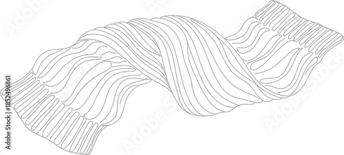 Abstract textile line art illustration, knitted fabric texture pattern wave motion flowing organic shape design