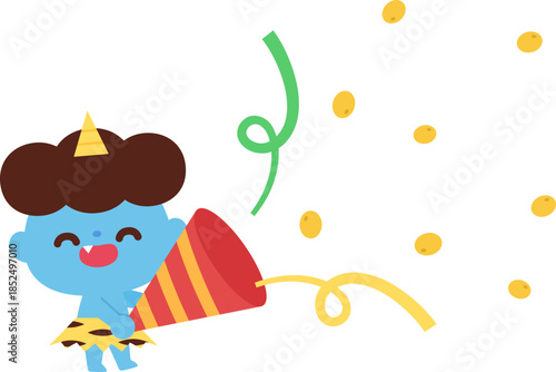 豆が出てくるクラッカーを持った青鬼